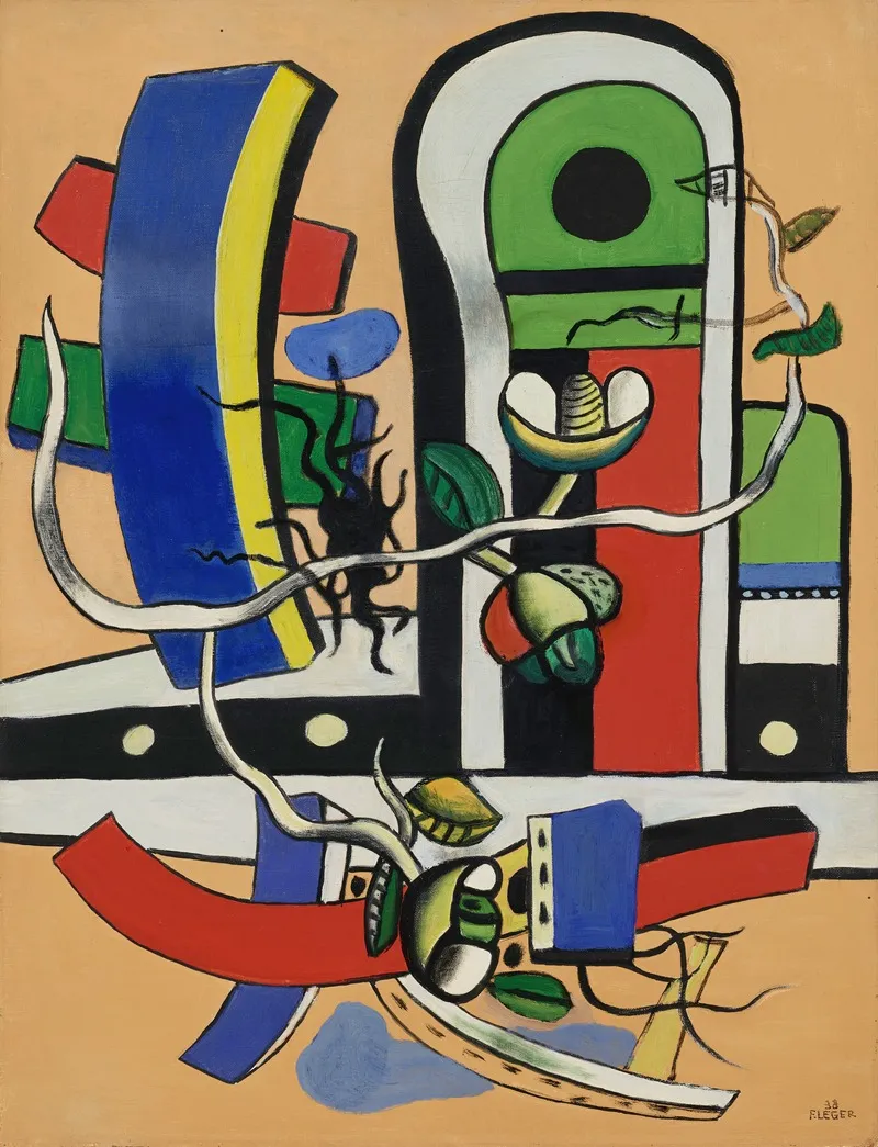 Composition Aux Trois Fleurs by Fernand Léger - Canvas Print