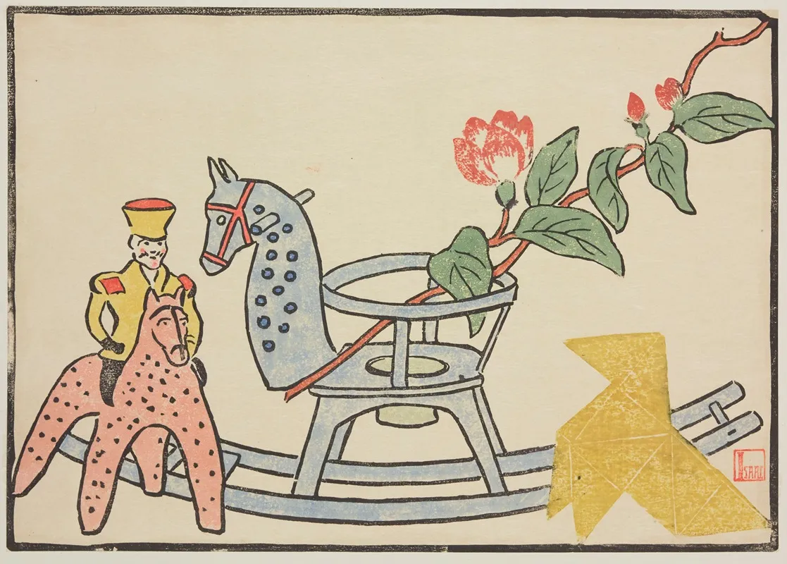 Composition Jouets Et Branche Fleurie by Prosper-Alphonse Isaac - Canvas Print