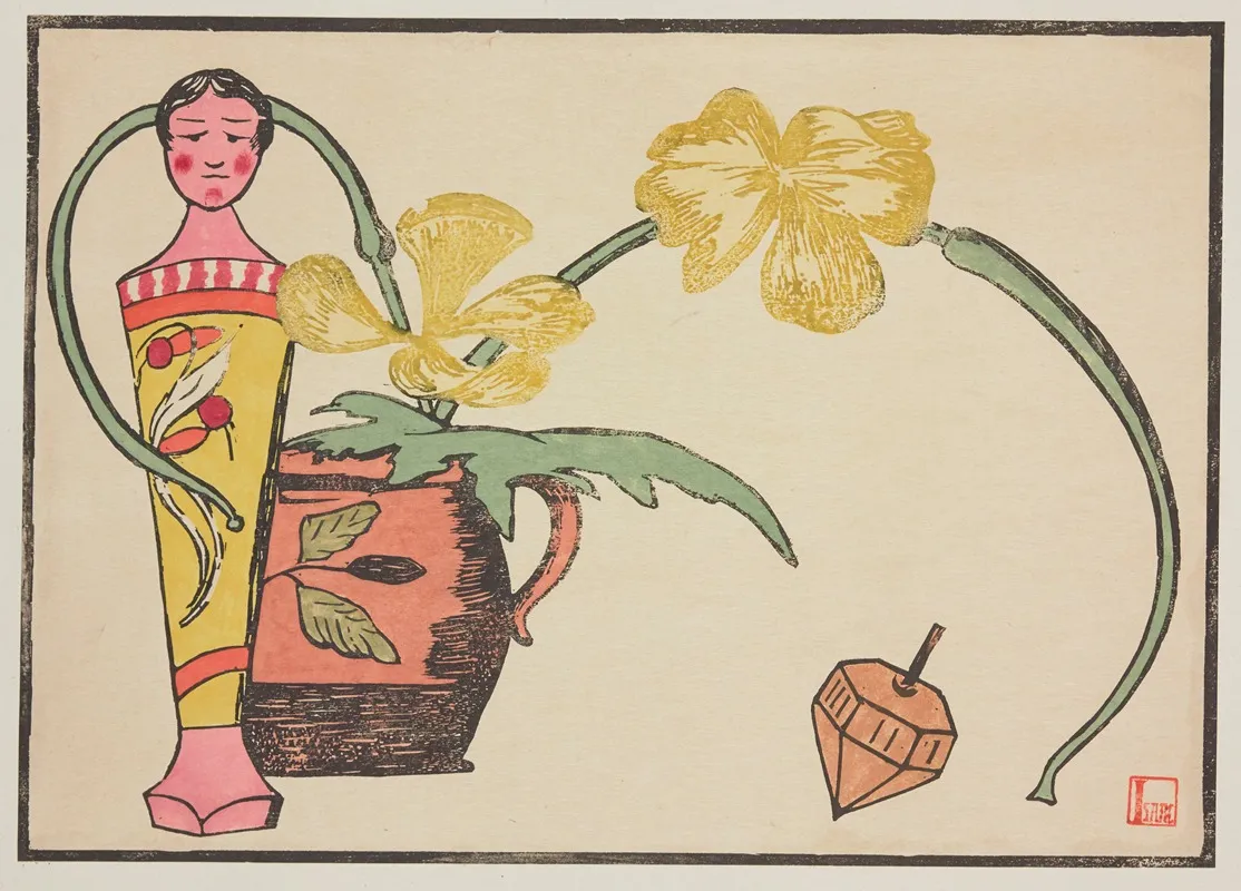 Composition Jouets Et Fleurs by Prosper-Alphonse Isaac - Canvas Print