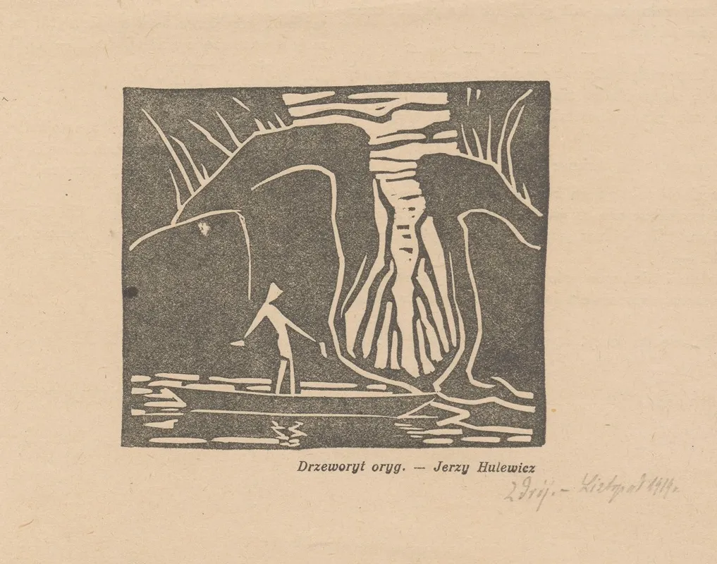 Composition With A Man In A Boat by Jerzy Hulewicz - Canvas Print