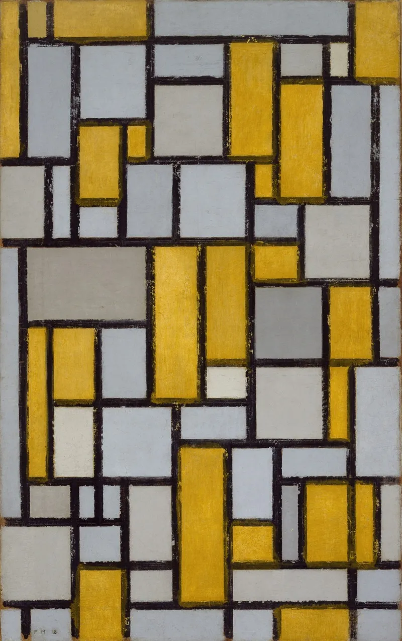Composition With Grid 1 by Piet Mondrian - Canvas Print