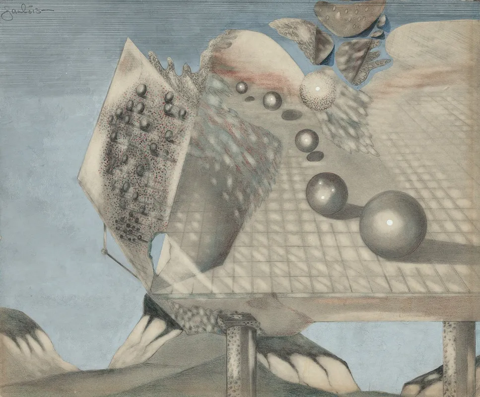 Composition With Spheres Squares Pillars Etc