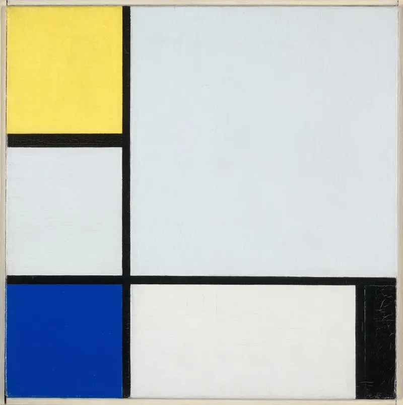 Composition With Yellow Blue Black And Light Blue by Piet Mondrian - Canvas Print