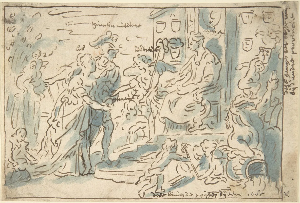 Compositional Sketch Forthe Request For Admission Into The Union by Theodoor van Thulden - Canvas Print