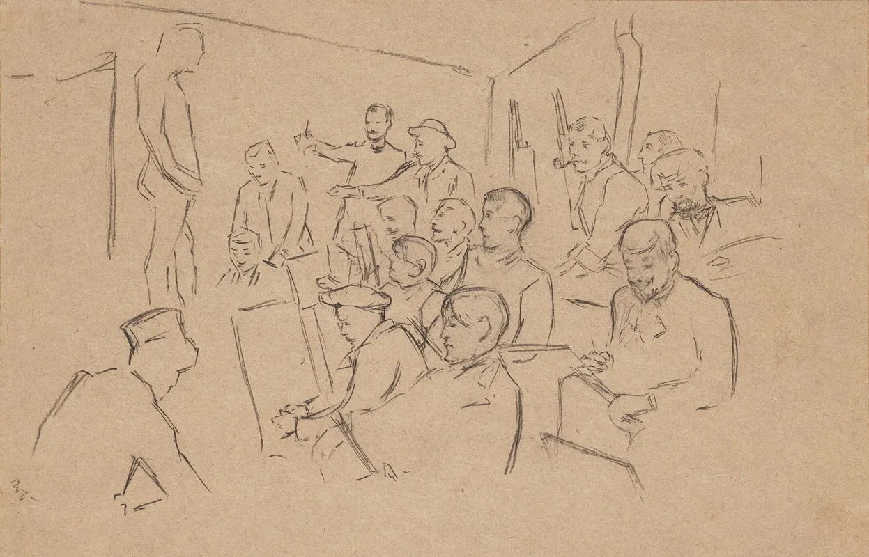 Conder Sketching At Julians Atelier In 1890 by William Rothenstein - Canvas Print