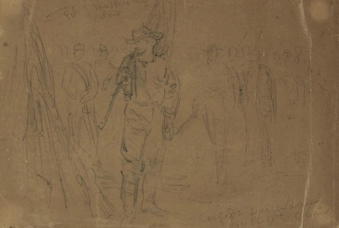 Confeds Surrendering Muskets And Colors