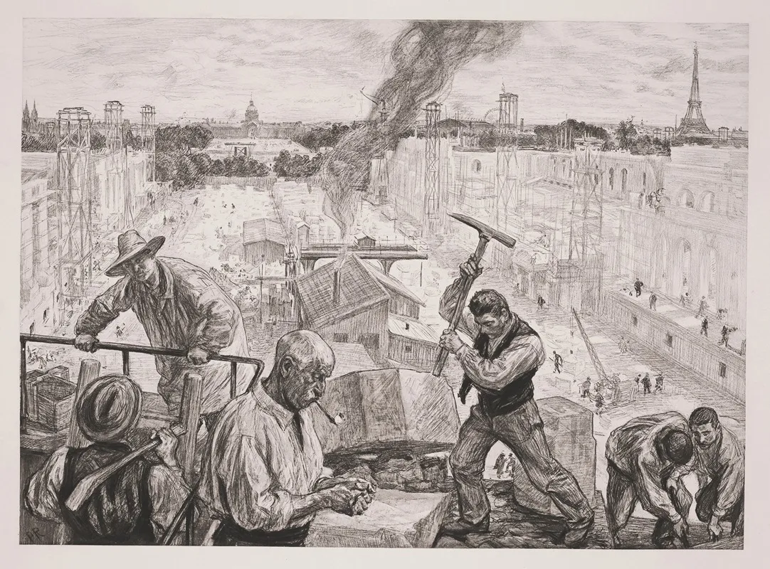 Construction Des Deux Palais by Charles Paul Renouard - Canvas Print