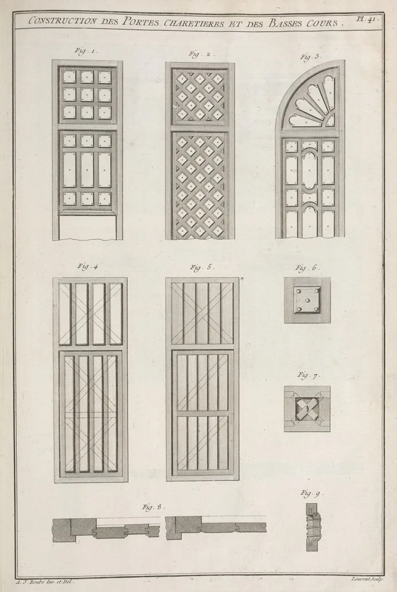 Construction Des Portes Charetieres Et Des Basses Cours by André Jacob Roubo - Canvas Print