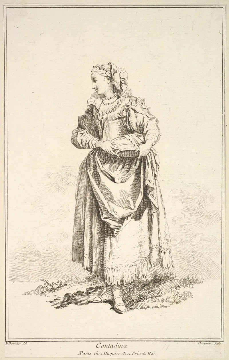 Contadina Plate 7 by François Boucher - Canvas Print