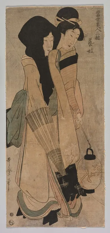 Contemporary Beauties Third by Kitagawa Utamaro - Canvas Print
