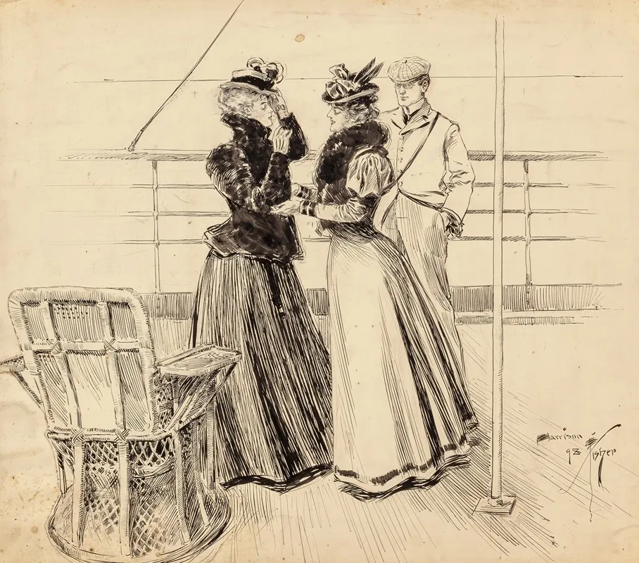 Conversations By The Sea by Harrison Fisher - Canvas Print