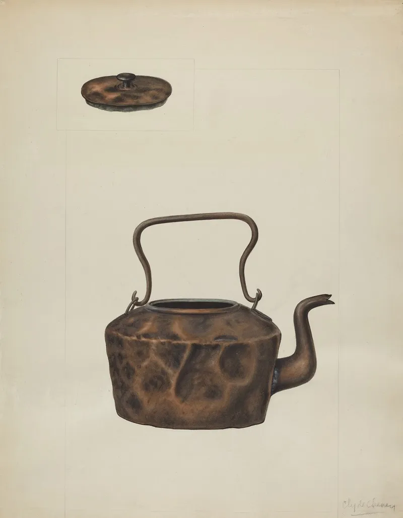 Copper Tea Kettle by Clyde L. Cheney - Canvas Print