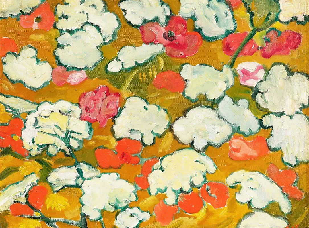 Coquelicots Et Fleurs Blanches by Louis Valtat - Canvas Print