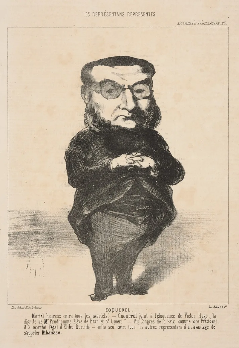 Coquerel Man Standing With Hands Folded On Top Of Belly by Honoré Daumier - Canvas Print