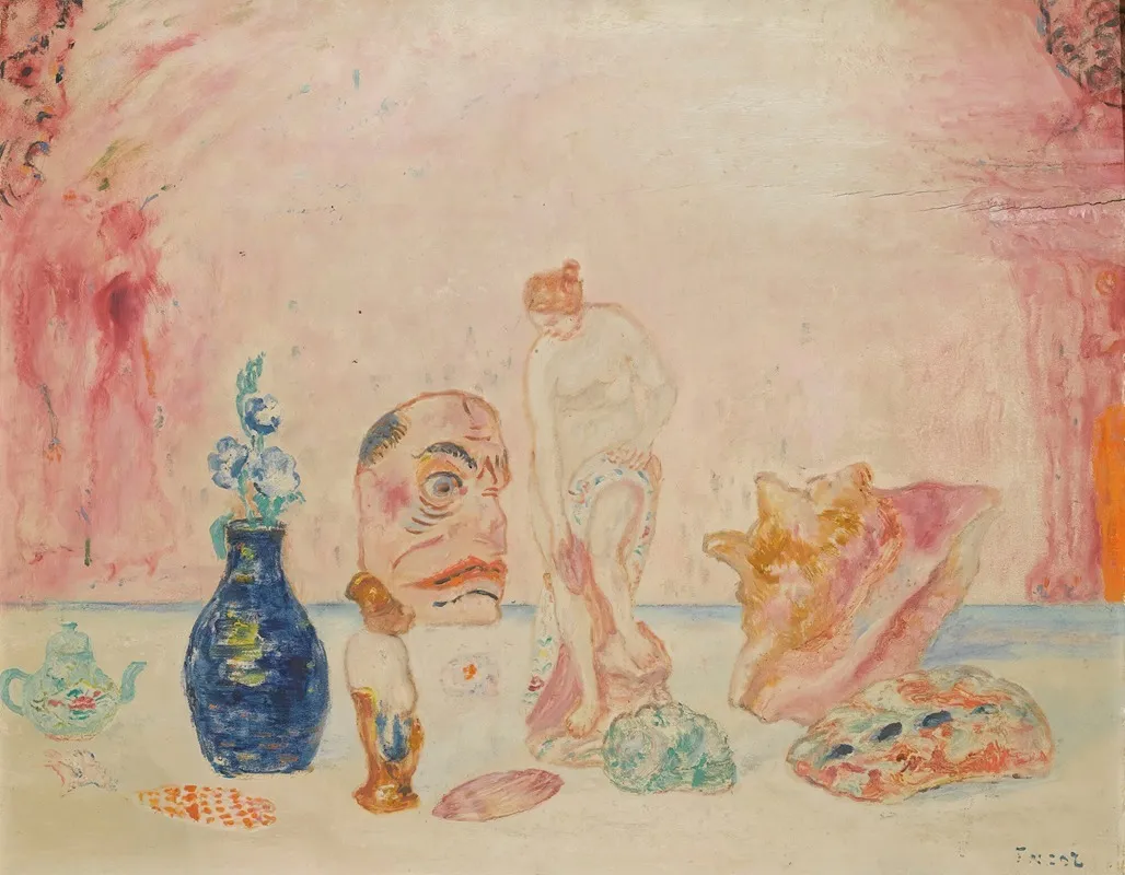 Coquilles Et Statuettes by James Ensor - Canvas Print