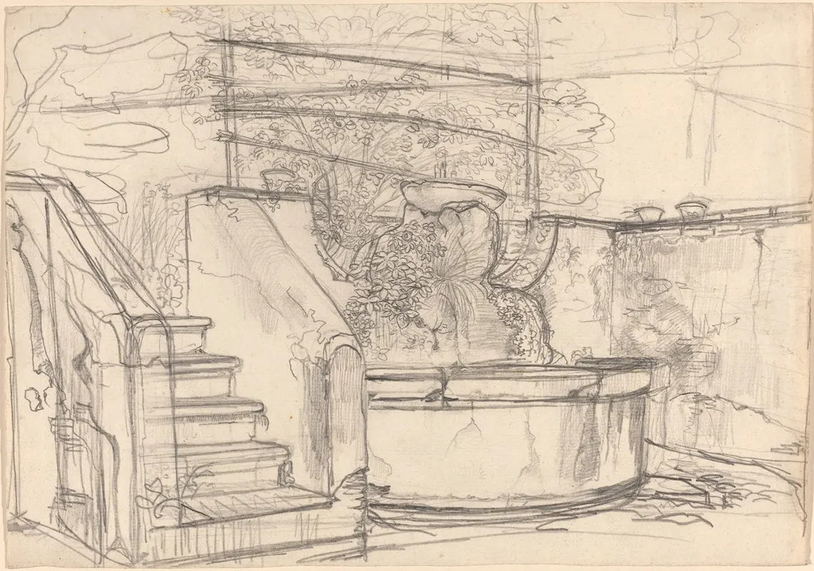 Corner Of A Garden Court by Friedrich Salathé - Canvas Print