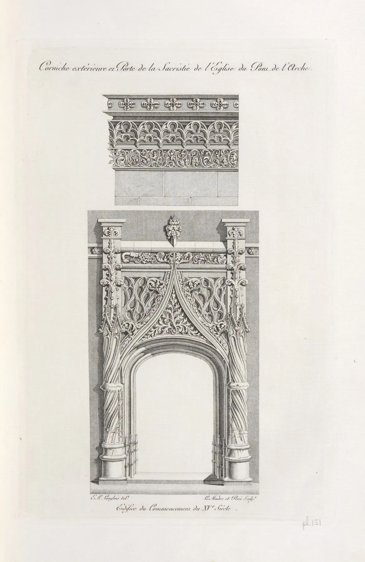 Corniche Exterieure Et Porte De La Sacristie De Leglise Du Pont De Larche Edifice Du Commencement Du Xve Siecle