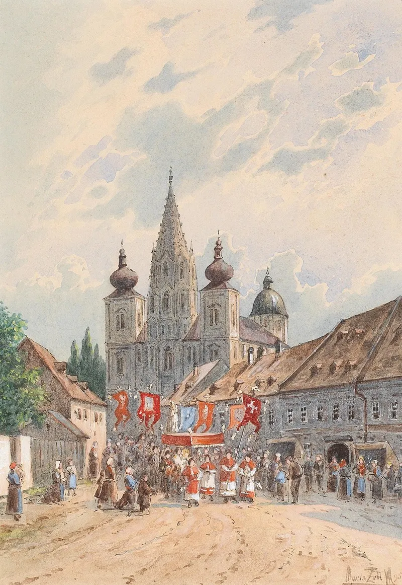Corpus Christi Procession In Maria Zell by Vincenz Havlicek - Canvas Print