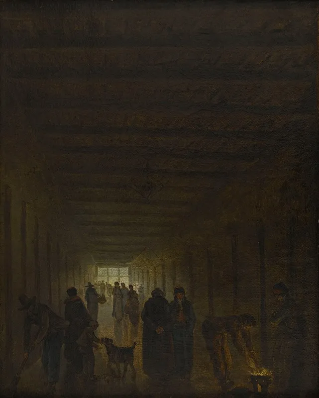 Corridor De La Prison Saint Lazare by Hubert Robert - Canvas Print