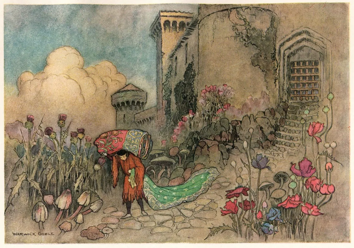 Corvetto Escaping With The Ogres Tapestry by Warwick Goble - Canvas Print