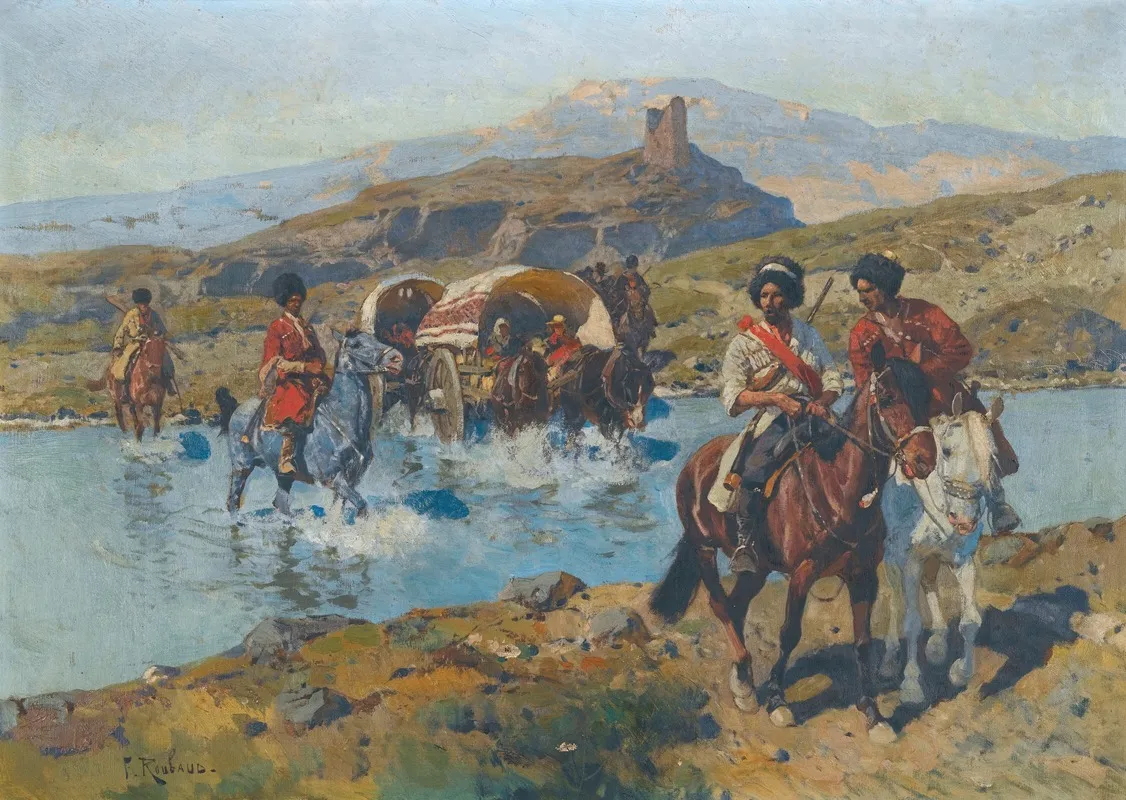 Cossacks Crossing A Ford