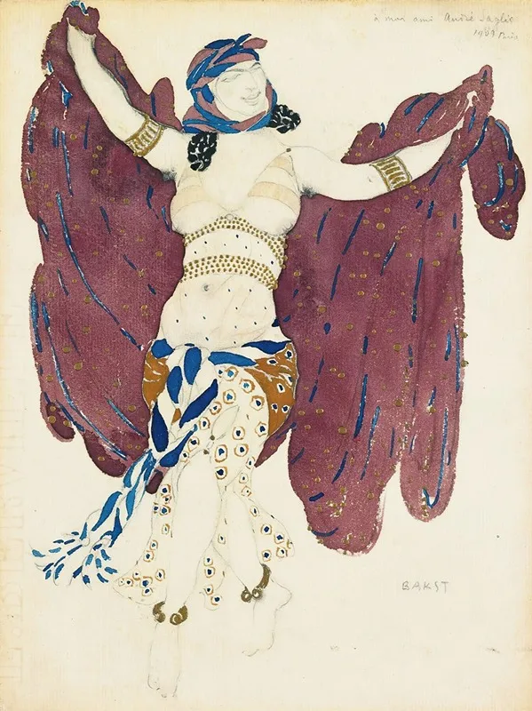Costume Design For A Syrian Dancer In Cleopatra by Léon Bakst - Canvas Print