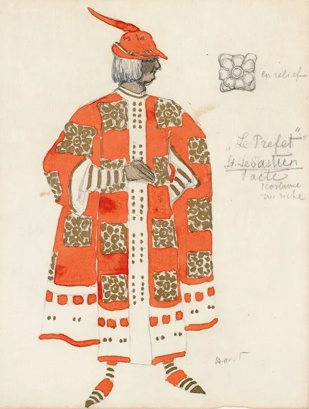 Costume Design For Act I Of The Martyrdom Of St Sebastian by Léon Bakst - Canvas Print