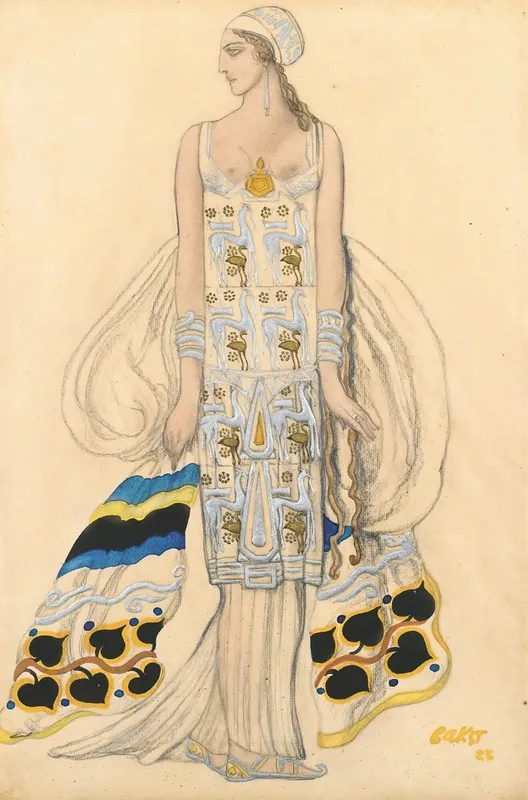 Costume Design For Ida Rubinstein In Phedre by Léon Bakst - Canvas Print