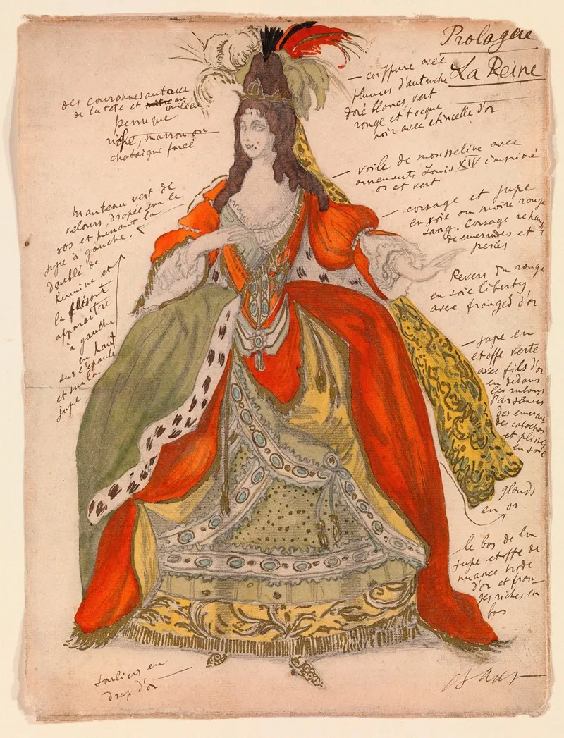 Costume Design For The Queen From Sleeping Beauty by Léon Bakst - Canvas Print