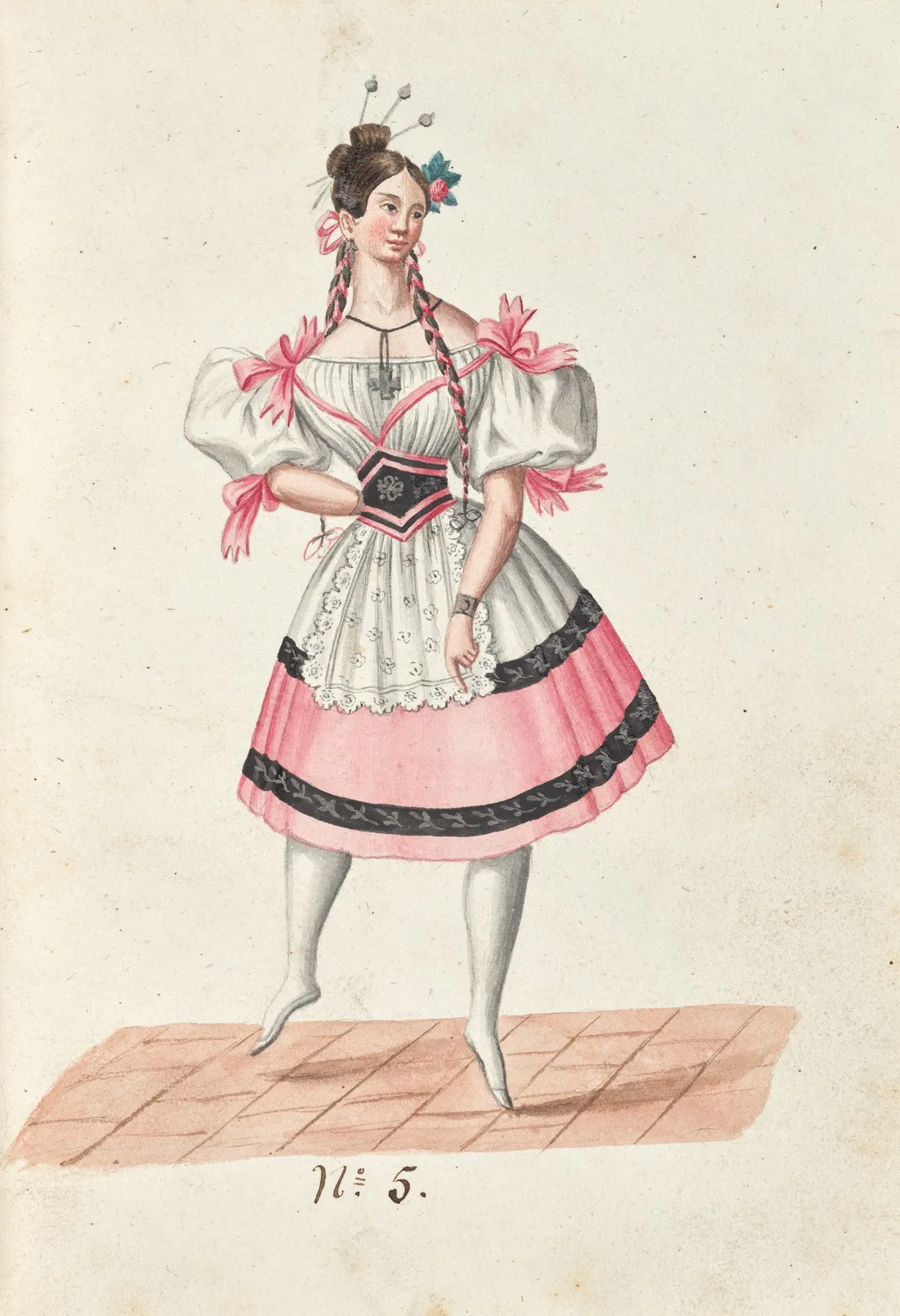 Costume Designs For The Ballet La Pastorella Svizzera Pl 5 by Vincenzo Battistini - Canvas Print