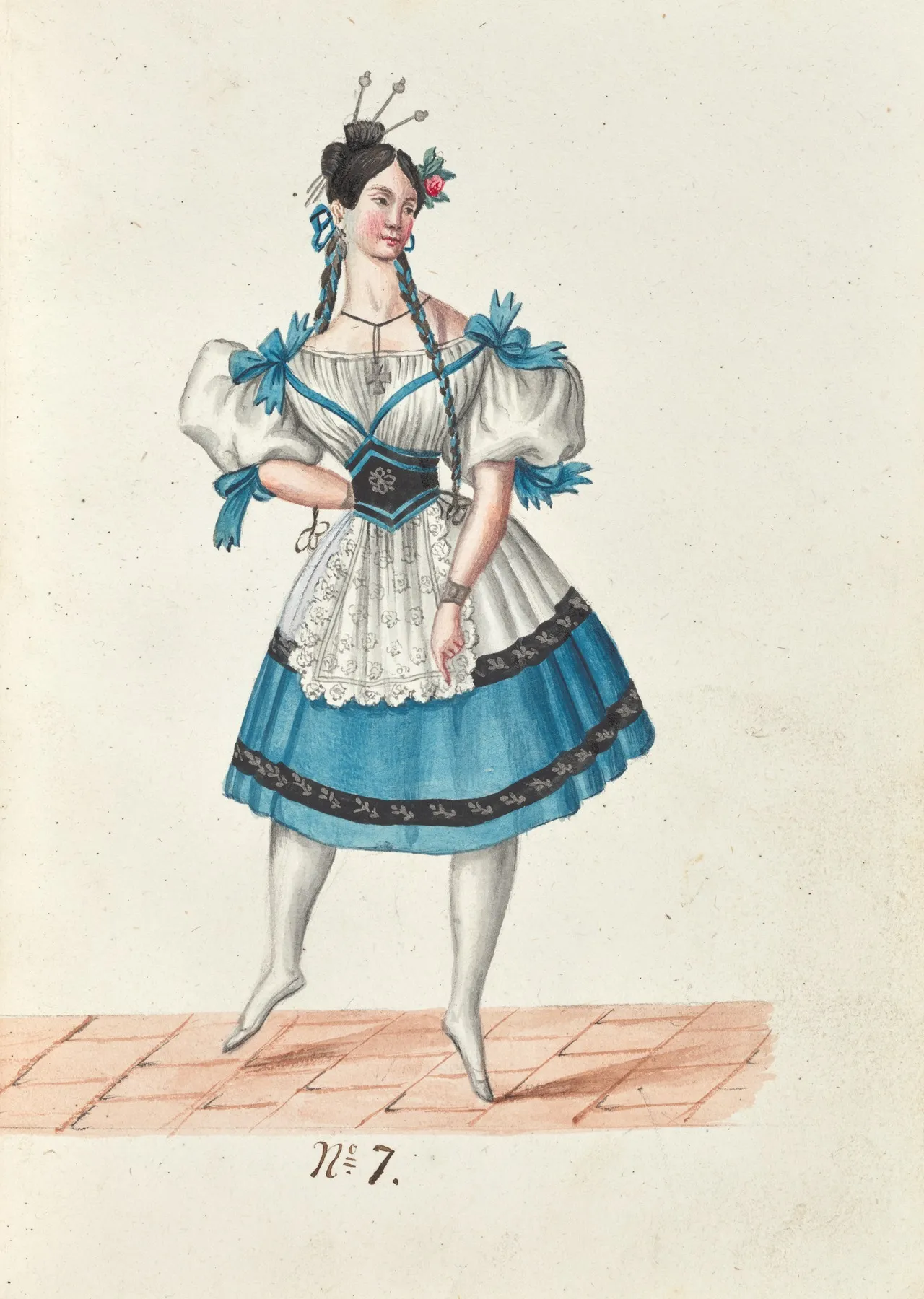 Costume Designs For The Ballet La Pastorella Svizzera Pl 7 by Vincenzo Battistini - Canvas Print