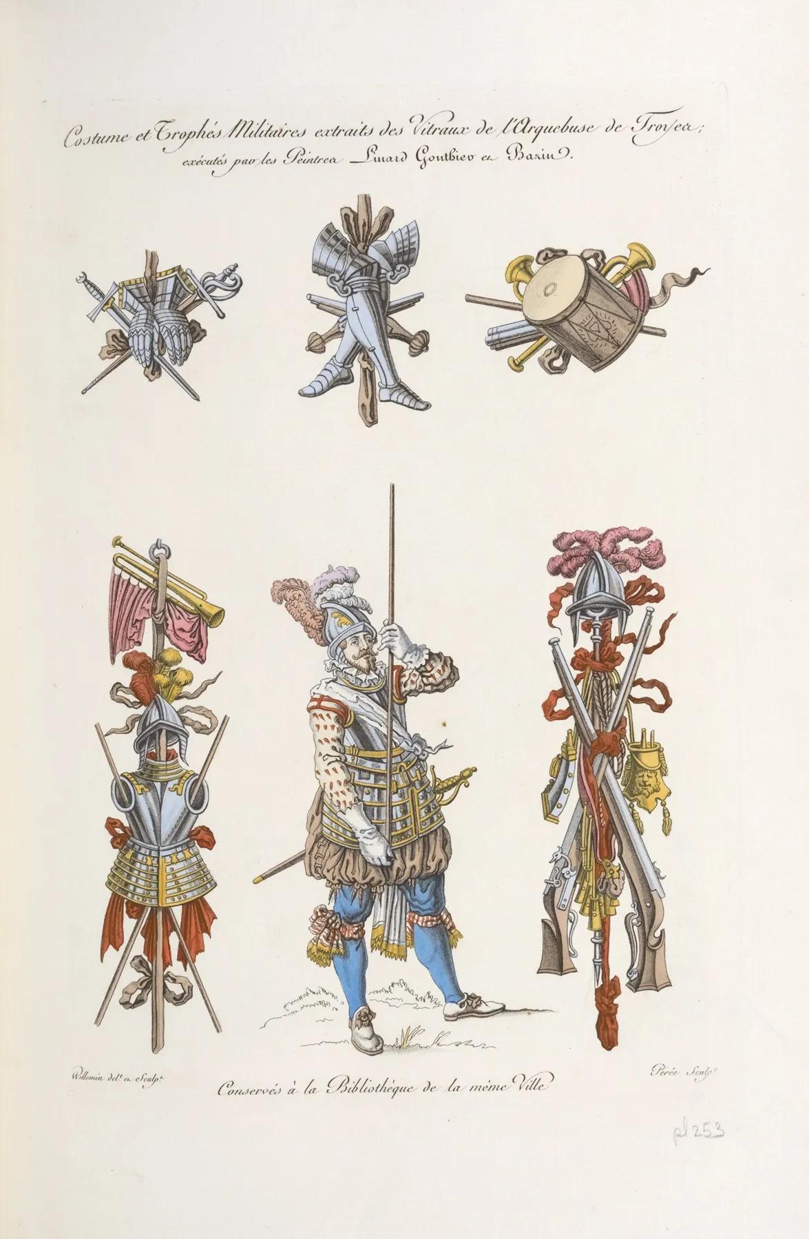 Costume Et Trophes Militaires Extraits Des Vitraux De Larquebuse De Troyes