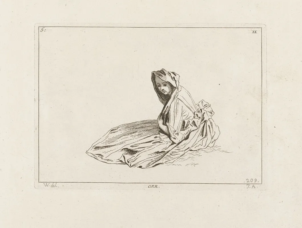 Costume Plate No 209 by Antoine Watteau - Canvas Print