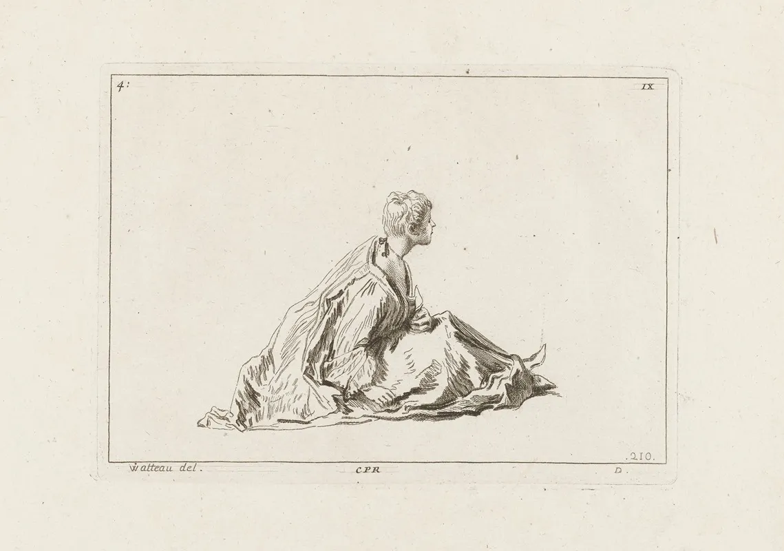 Costume Plate No 210 by Antoine Watteau - Canvas Print