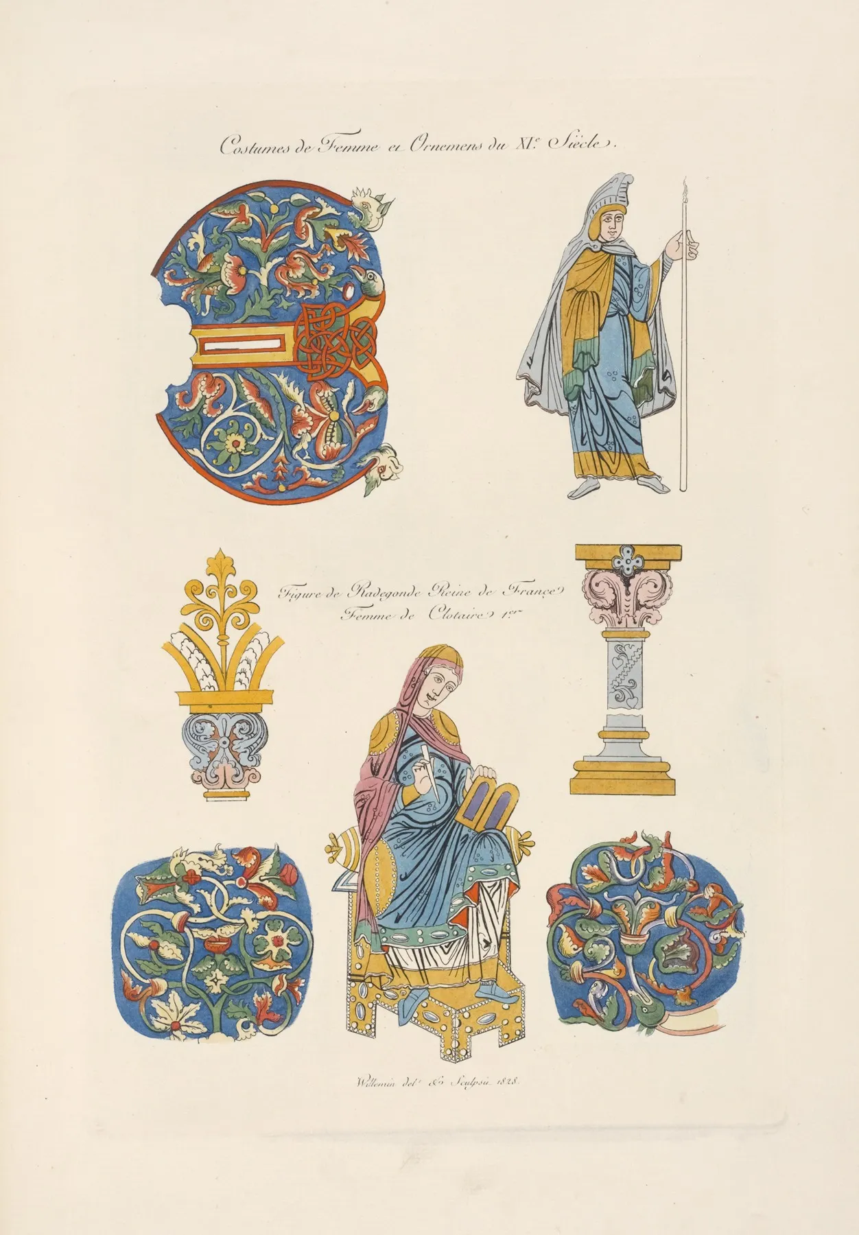 Costumes De Femme Et Ornemens Du Xie Siecle by Nicolas Xavier Willemin - Canvas Print