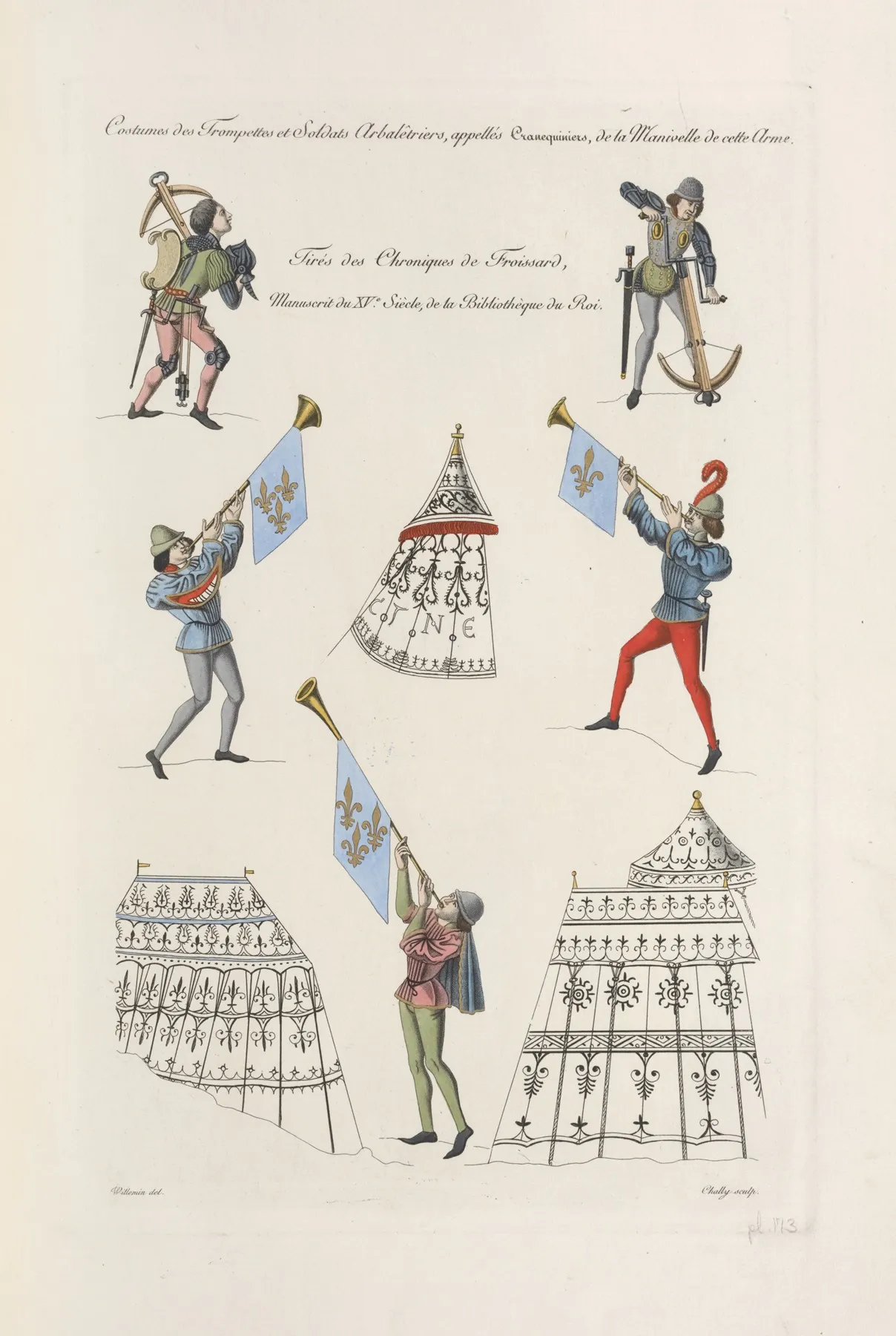 Costumes Des Trompettes Et Soldats Arbaletriers Appelles Cranequiniers De La Manivelle De Cette Arme by Nicolas Xavier Willemin - Canvas Print