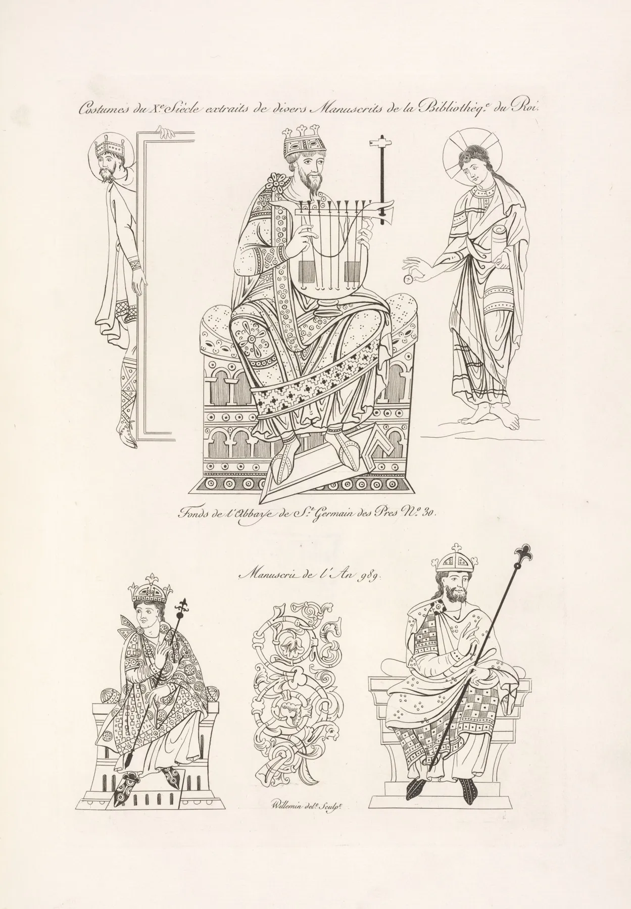 Costumes Du Xe Siecle Extraits De Divers Manuscrits De La Bibliotheque Du Roi by Nicolas Xavier Willemin - Canvas Print