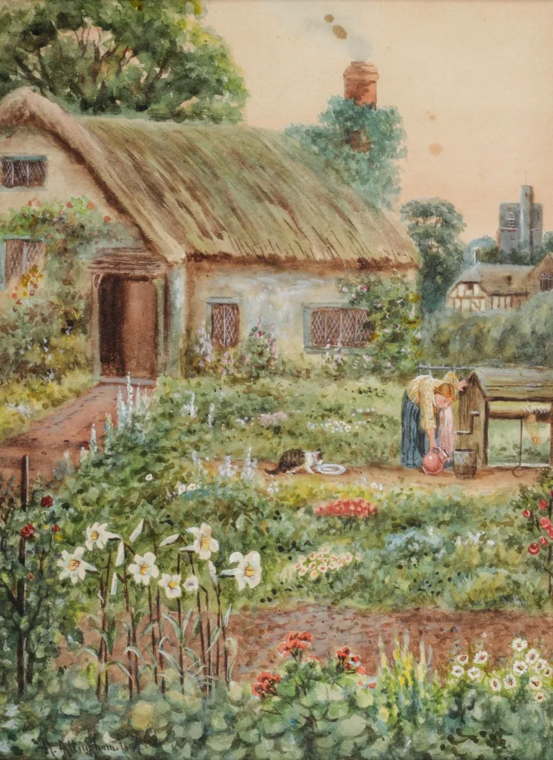 Cottage Garden 2 by Helen Allingham - Canvas Print
