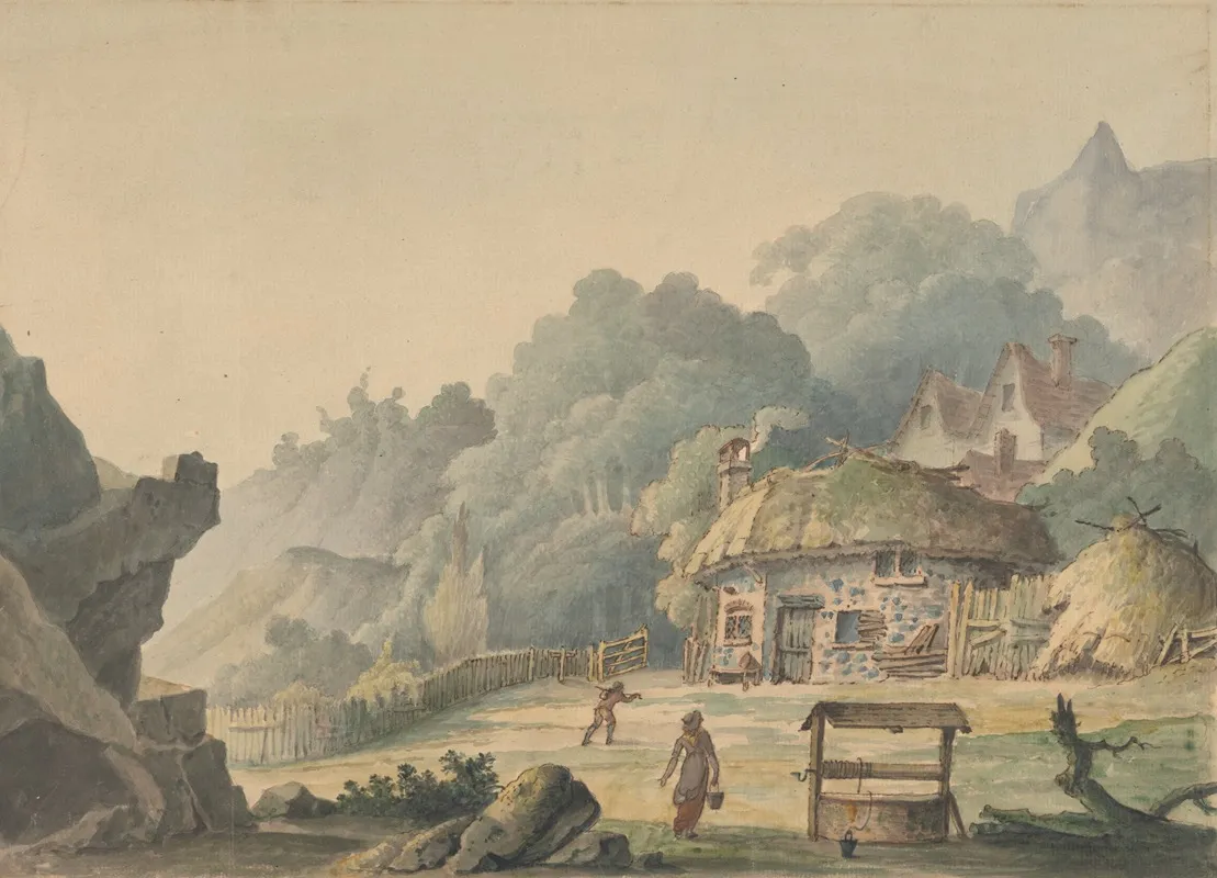 Cottage Scene by Thomas Greenwood - Canvas Print