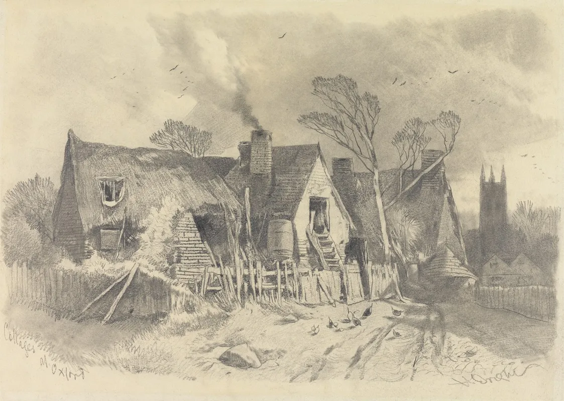 Cottages At Oxford by Henry Bright - Canvas Print