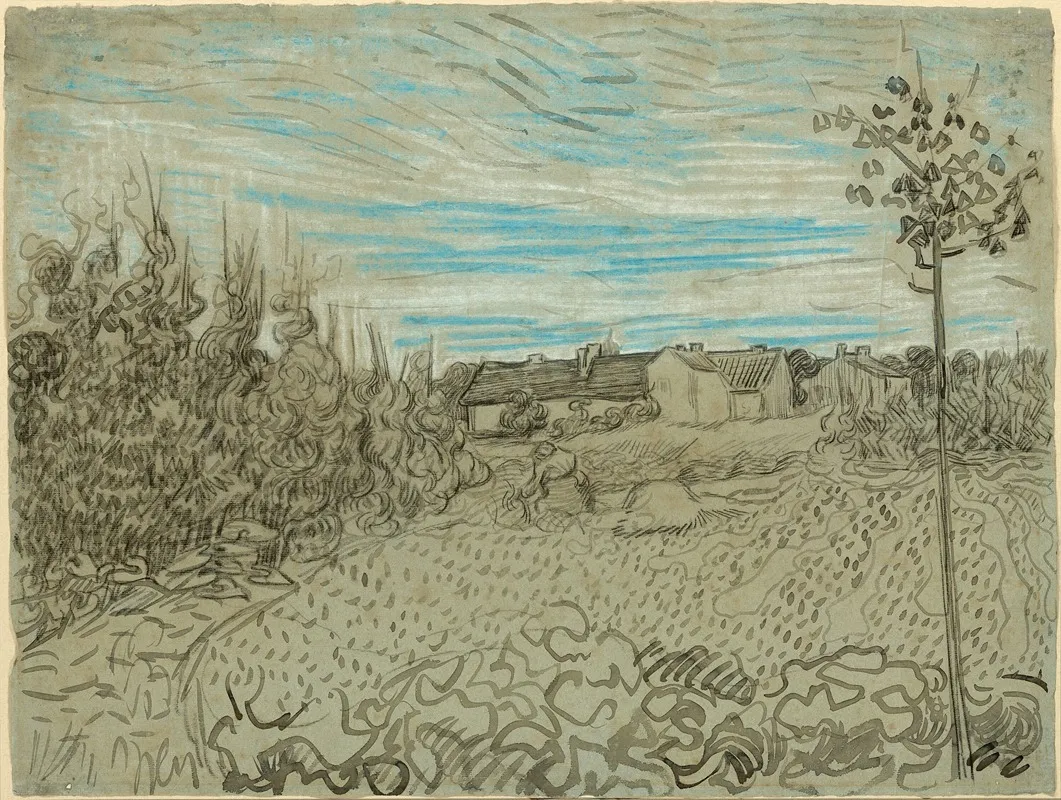 Cottages With A Woman Working In The Middle Ground