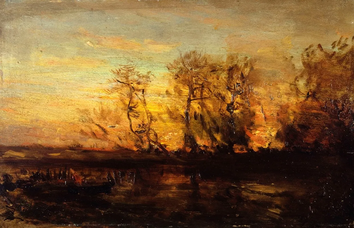 Coucher De Soleil by Félix Ziem - Canvas Print