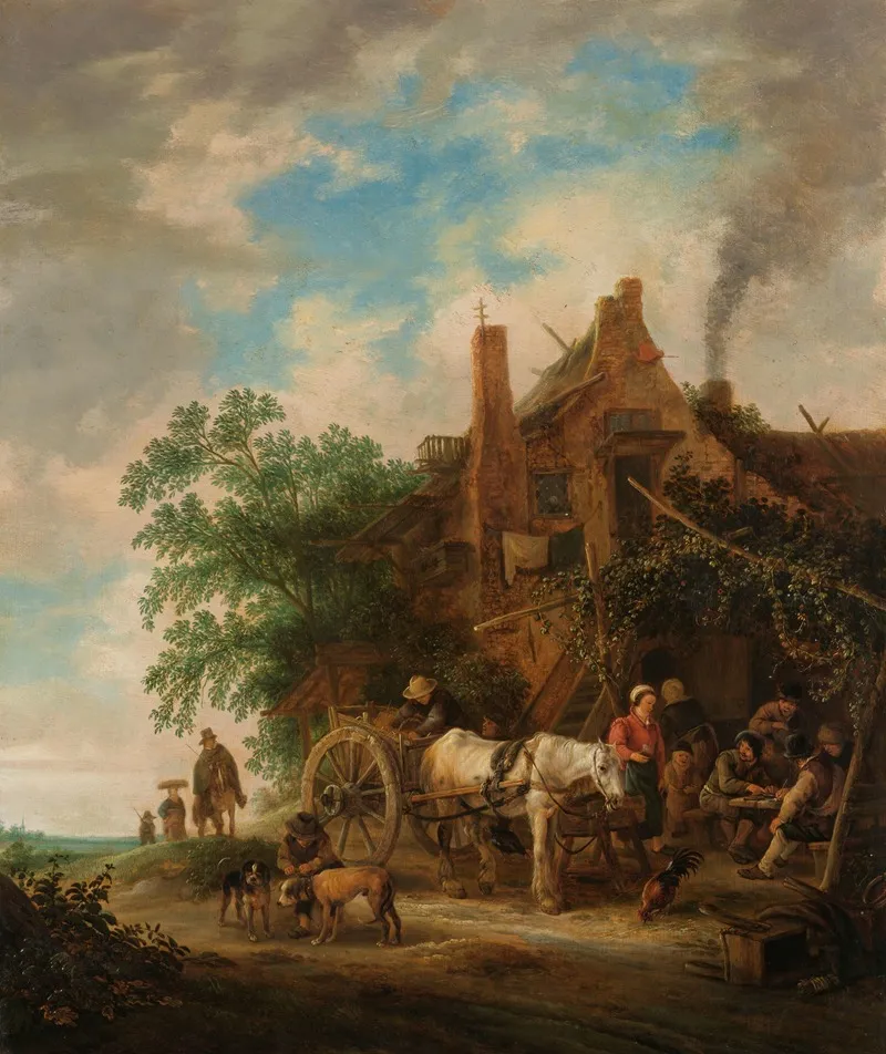 Country Inn With Horse And Wagon by Isaac van Ostade - Canvas Print