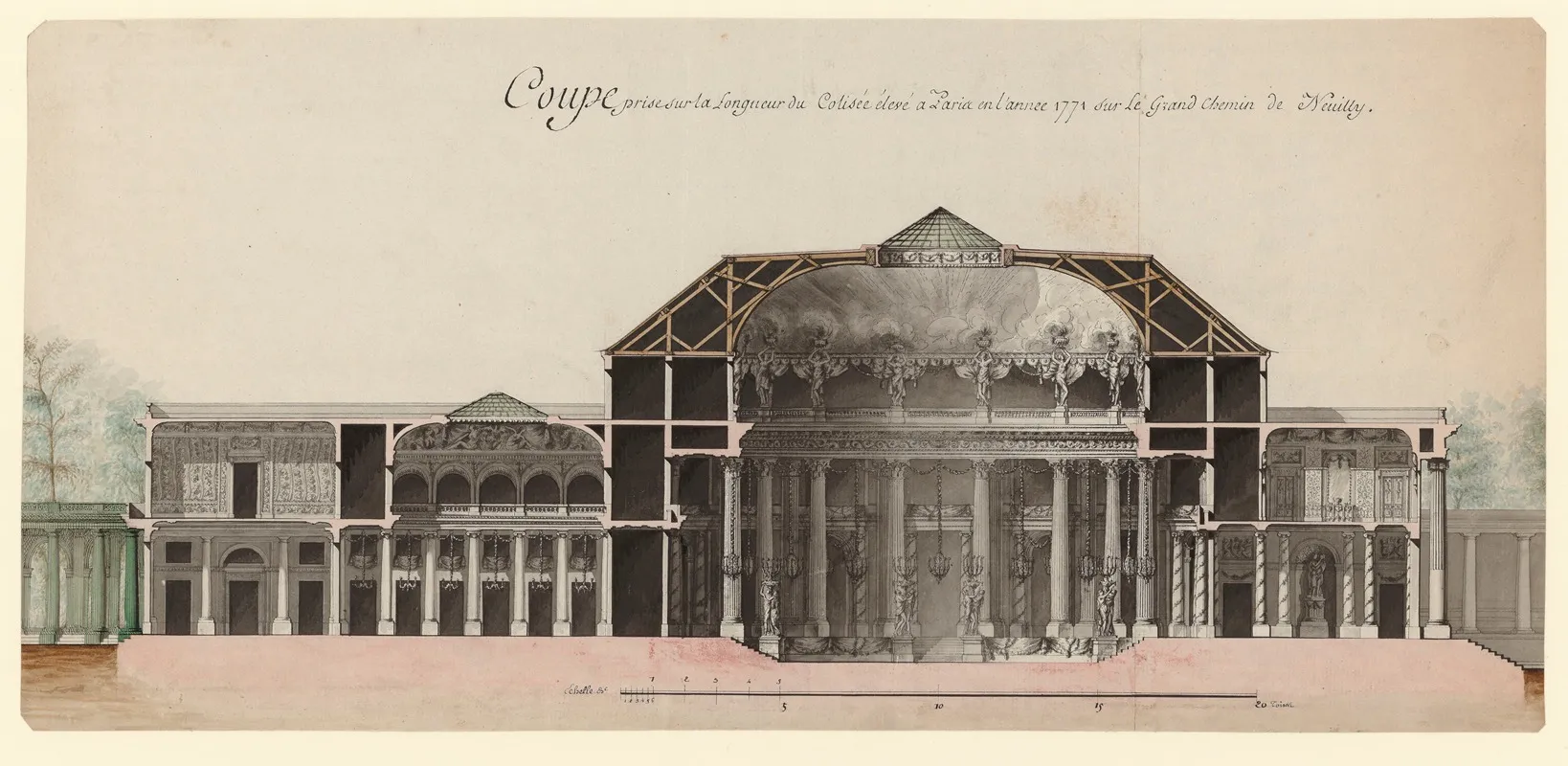 Coupe Prise Sur La Longueur Du Colisee Eleve A Paris En Lannee 1771 Sur Le Grand Chemin De Neuilly