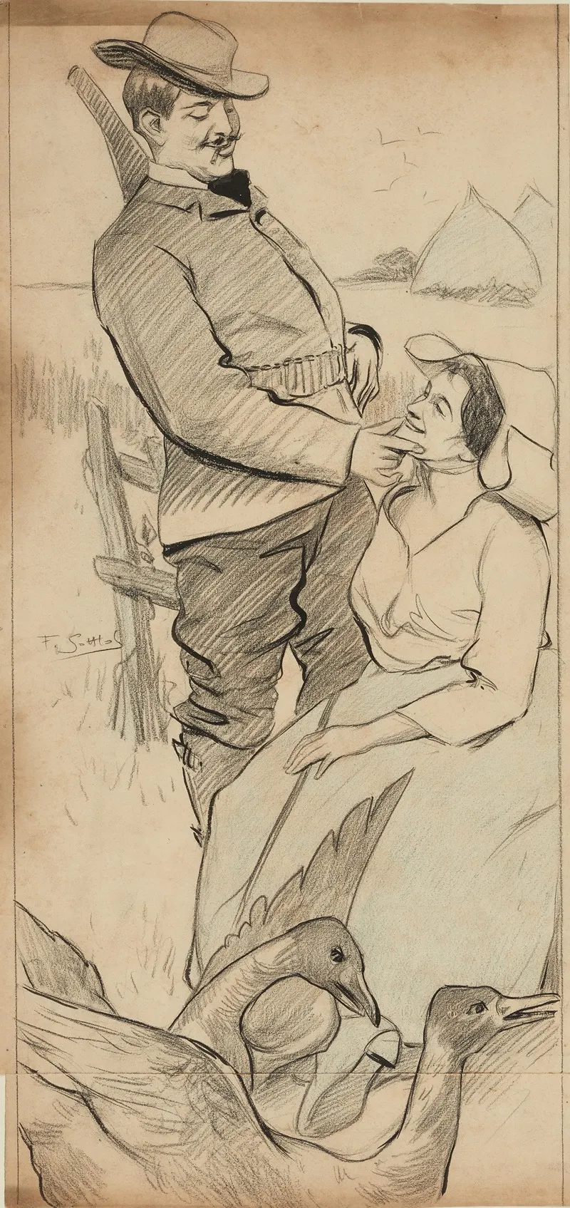 Couple A La Campagne by Fernand Louis Gottlob - Canvas Print