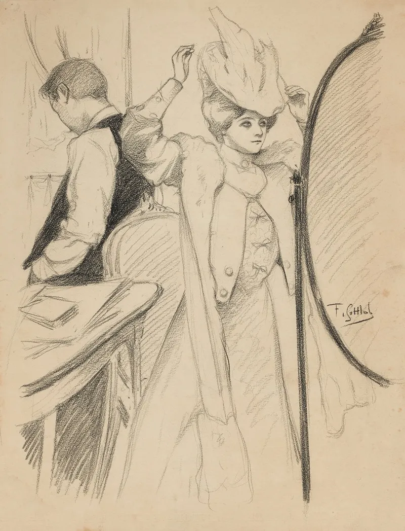Couple Dans Un Interieur 2 by Fernand Louis Gottlob - Canvas Print