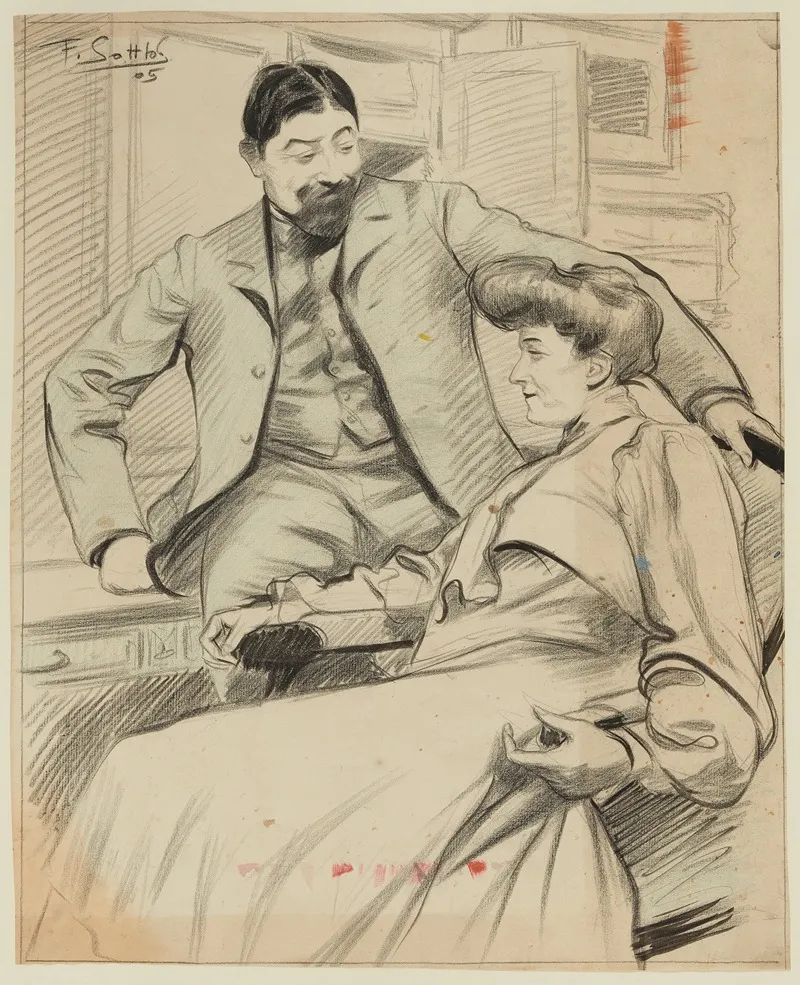 Couple Dans Un Interieur by Fernand Louis Gottlob - Canvas Print