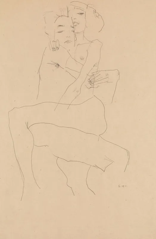 Couple Embracing by Egon Schiele - Canvas Print