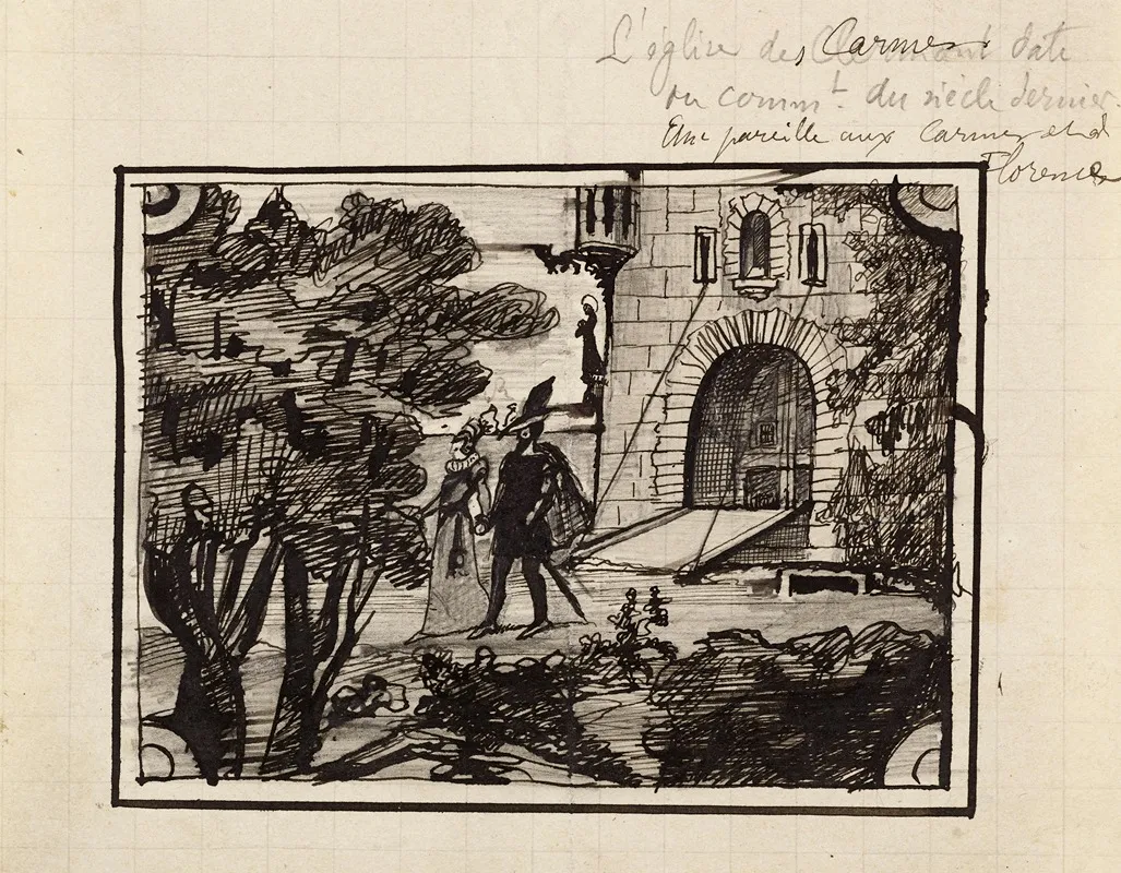Couple En Costumes Du Moyen Age Sortant Dun Chateau Avec Pont Levis