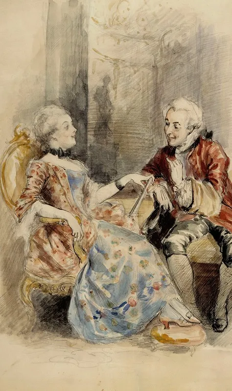 Couple Having A Conversation Rococo Attire